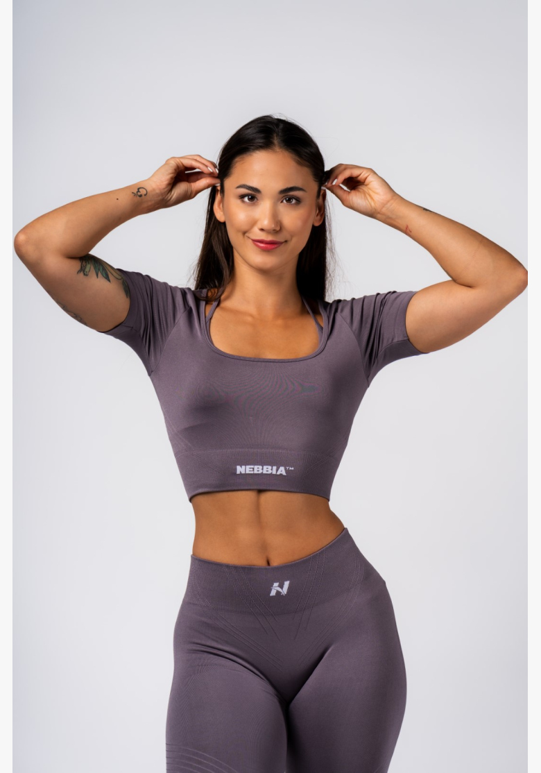 NEBBIA Shaping Seamless Crop Top FLOW SEAMLESS gray NEBBIA Shaping Seamless Crop Top FLOW SEAMLESS gray