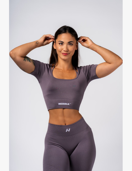 NEBBIA Shaping Seamless Crop Top FLOW SEAMLESS gray