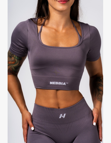 NEBBIA Shaping Seamless Crop Top FLOW SEAMLESS gray