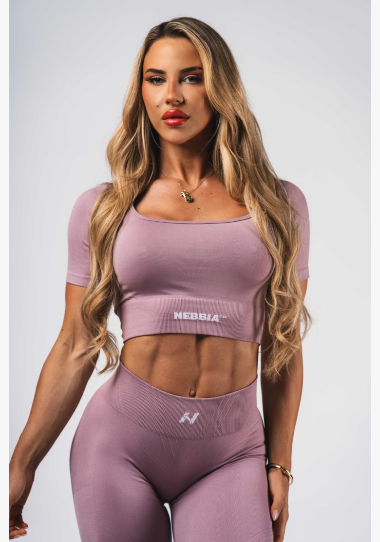 NEBBIA Tvarující bezešvý crop top FLOW SEAMLESS růžové NEBBIA Tvarující bezešvý crop top FLOW SEAMLESS růžové