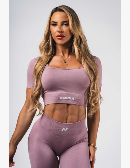 NEBBIA Tvarující bezešvý crop top FLOW SEAMLESS růžové