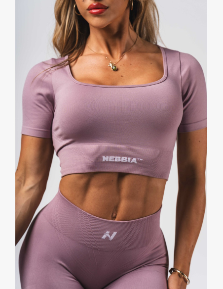 NEBBIA Tvarující bezešvý crop top FLOW SEAMLESS růžové