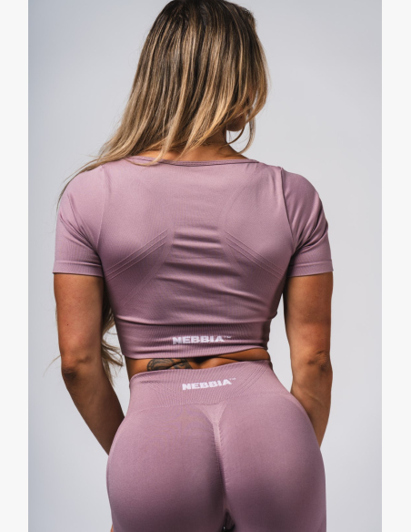 NEBBIA Tvarující bezešvý crop top FLOW SEAMLESS růžové