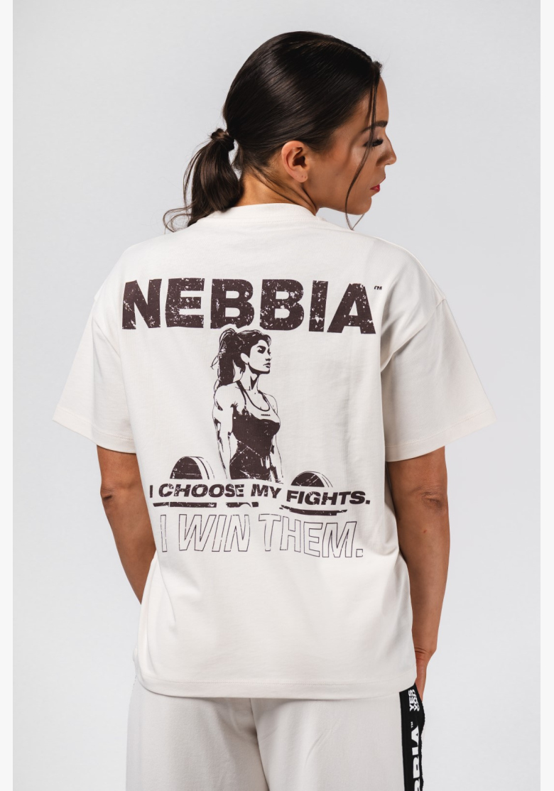 NEBBIA Oversized tričko RESET krémové NEBBIA Oversized tričko RESET krémové